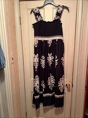 SHEIN Black Maxi Dress with Cream  Summer Dress